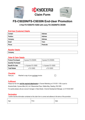 Kyocera End-User Promotion Claim Form