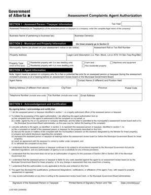 Assessment Complaints Agent Authorization Form