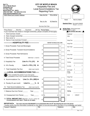 City of Myrtle Beach Hospitality Fee and Local Accommodations Tax Reporting Form