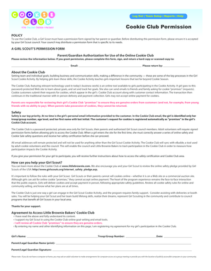 Girl Scout Cookie Club Permission Form
