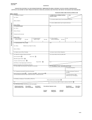 Veterinary Certificate for Import of Meat Products to Bosnia and Herzegovina