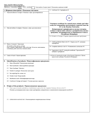 Veterinary Certificate for EU Meat Exports to Russia