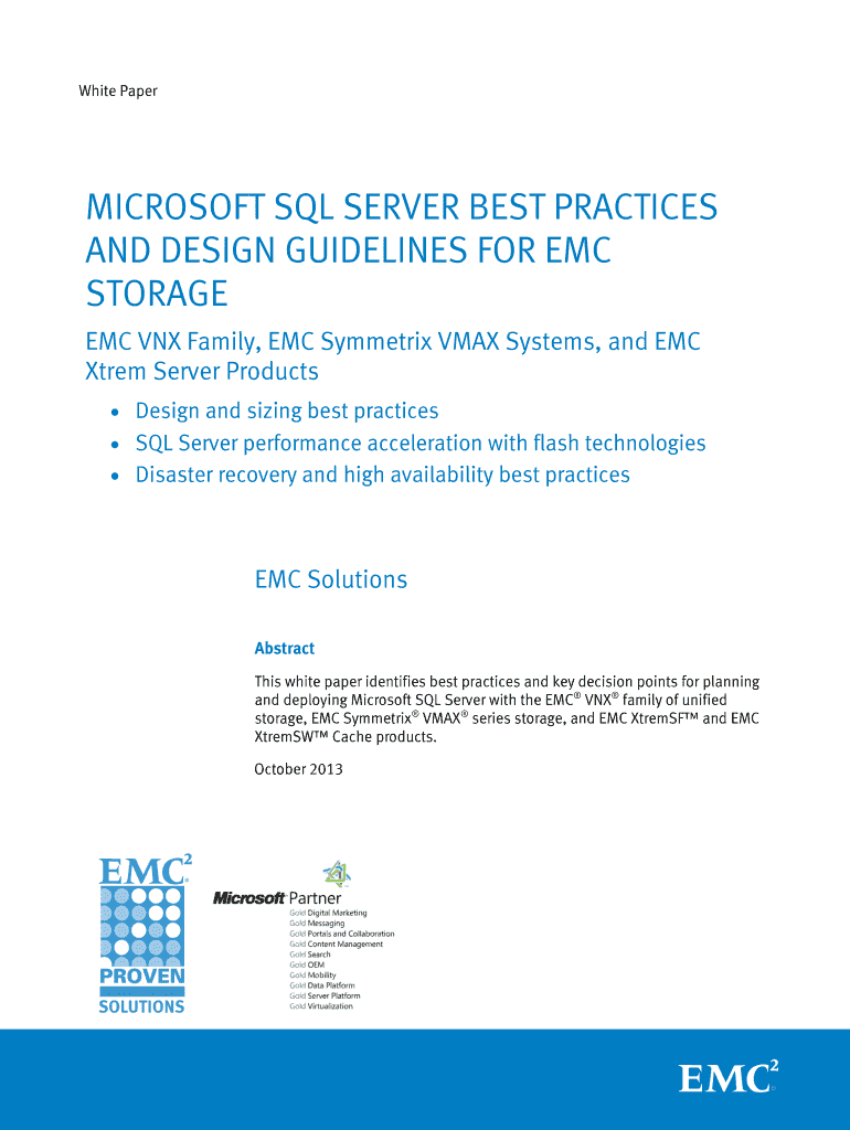 Fillable Online MICROSOFT SQL SERVER BEST PRACTICES Fax Email Print