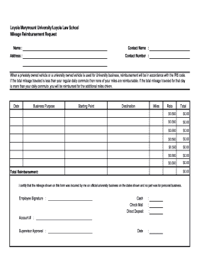 Mileage Reimbursement Form - My LLS - Loyola Law School