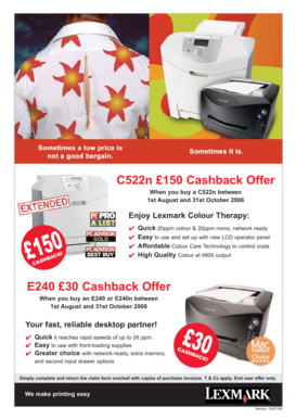 Lexmark Printer Cashback Claim Form