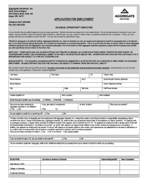 Aggregate Industries Employment Application