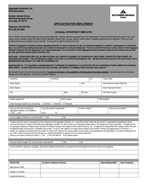 Aggregate Industries Employment Application