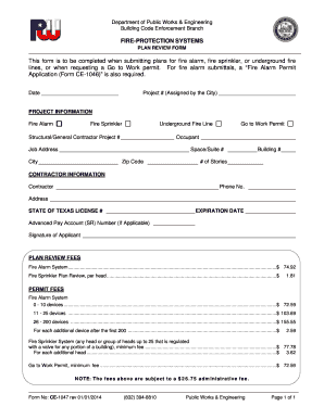 Fire Protection Systems Plan Review Form