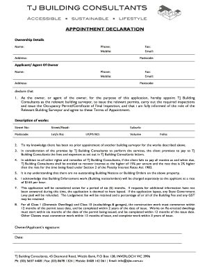 Appointment Declaration for Building Surveyor