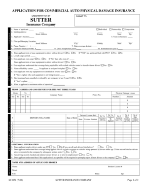 Commercial Auto Physical Damage Insurance Application