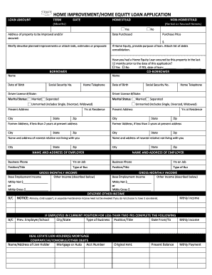 Home Improvement/Home Equity Loan Application