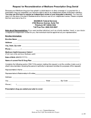 Request for Reconsideration of Medicare Prescription Drug Denial