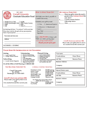 Cornell University Annual Fund Donation Form