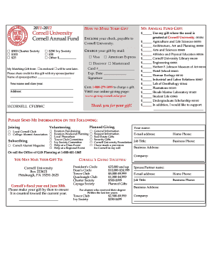 Cornell University Annual Fund Donation Form