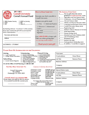 Cornell University Annual Fund Gift Form