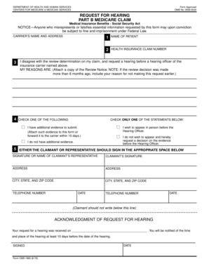 Request for Hearing Medicare Claim Form