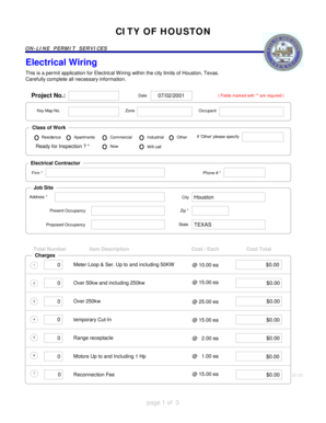City of Houston Electrical Wiring Permit Application