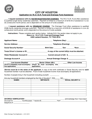 City of Houston WATER Fund Application