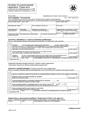 Thesis Work Application Form
