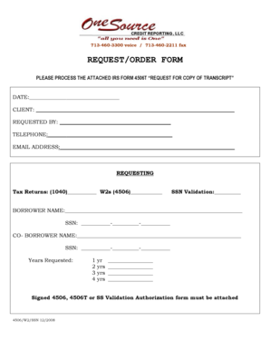 IRS Form 4506T Request Form