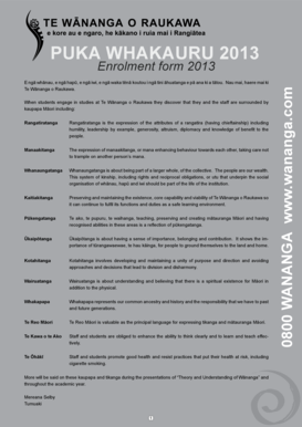 Te Wānanga o Raukawa Enrolment Form 2013