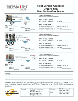 Fillable Online Fleet Vehicle Graphics Order Form Therma