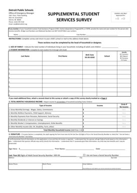 Detroit Public Schools Supplemental Student Services Survey