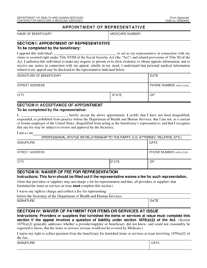 Appointment of Representative Form CMS-1696