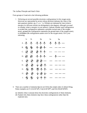 The Aufbau Principle and Hund's Rule Form groups of 4 and solve ...
