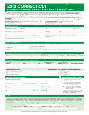 2013 Connecticut Residential Geothermal Eligibility Application