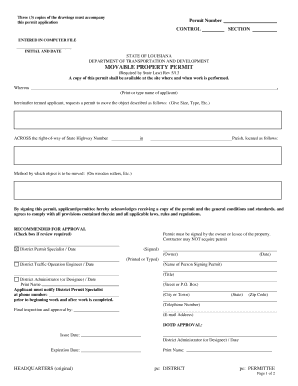 Louisiana Movable Property Permit