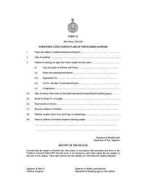 Fertilizer Sampling Form J