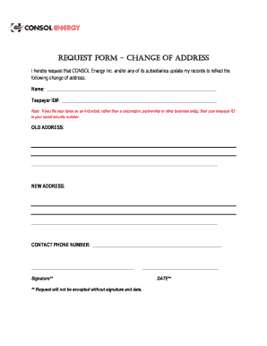 Change of Address Request Form