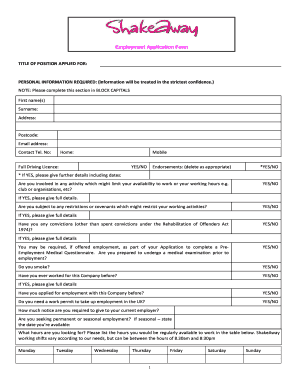 Employment Application Form