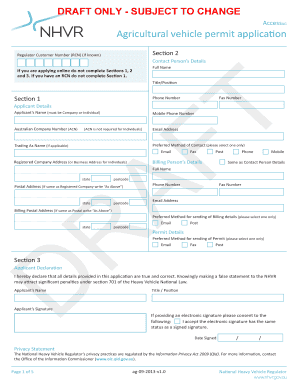 Agricultural Vehicle Permit Application