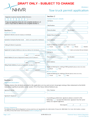 Tow Truck Permit Application