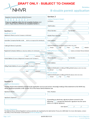 B-double Permit Application