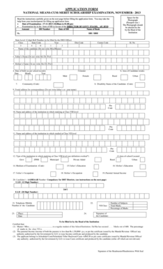 National Means-Cum-Merit Scholarship Exam Application Form