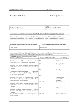 Curriculum Vitae for Medical Professionals