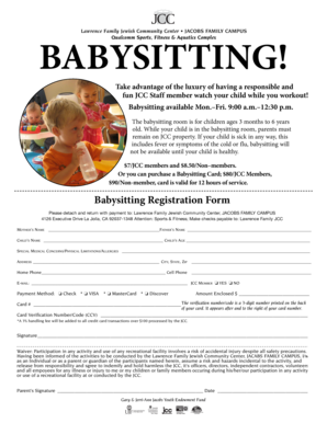 Babysitting Registration Form