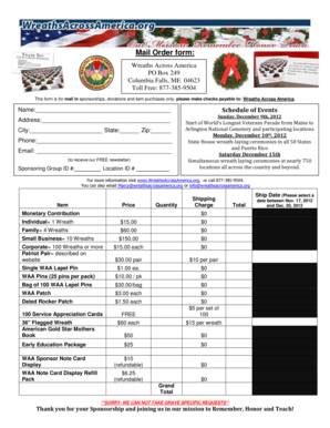 Wreaths Across America Mail Order Form