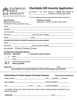 Charitable Gift Annuity Application