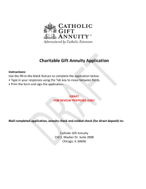 Charitable Gift Annuity Application
