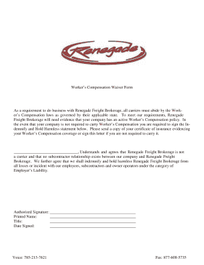 Worker’s Compensation Waiver Form