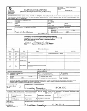 FAA Form 337 Major Repair and Alteration