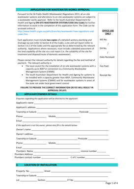 Wastewater Works Approval Application