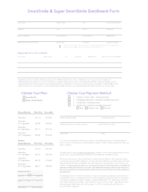 SmartSmile Dental Plan Enrollment Form
