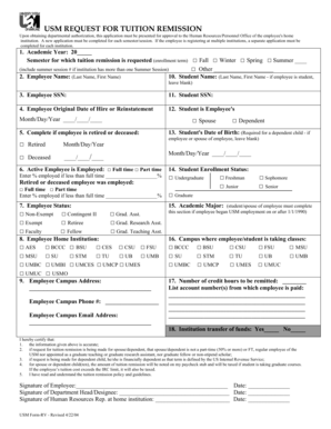 USM Request for Tuition Remission