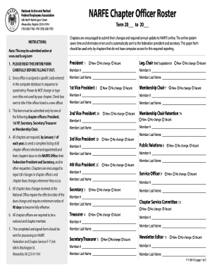 NARFE Chapter Officer Roster Form