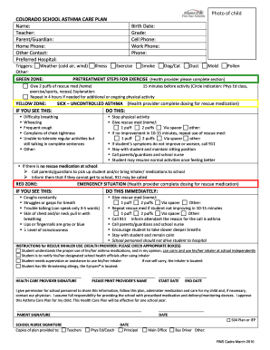 Colorado School Asthma Care Plan
